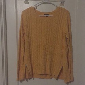 Yellow cross knitted sweater